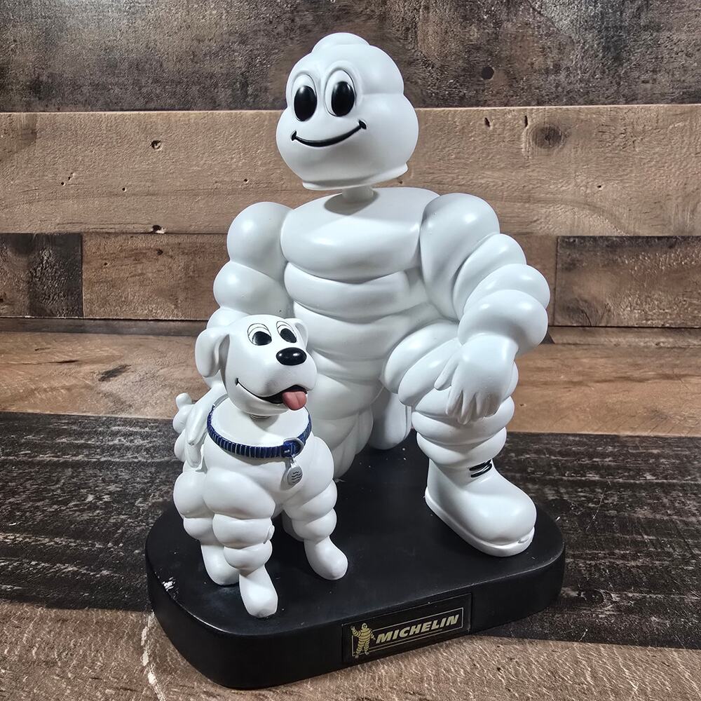 Michelin Man (Bibendum) and Bubbles The Dog Bobblehead Figure